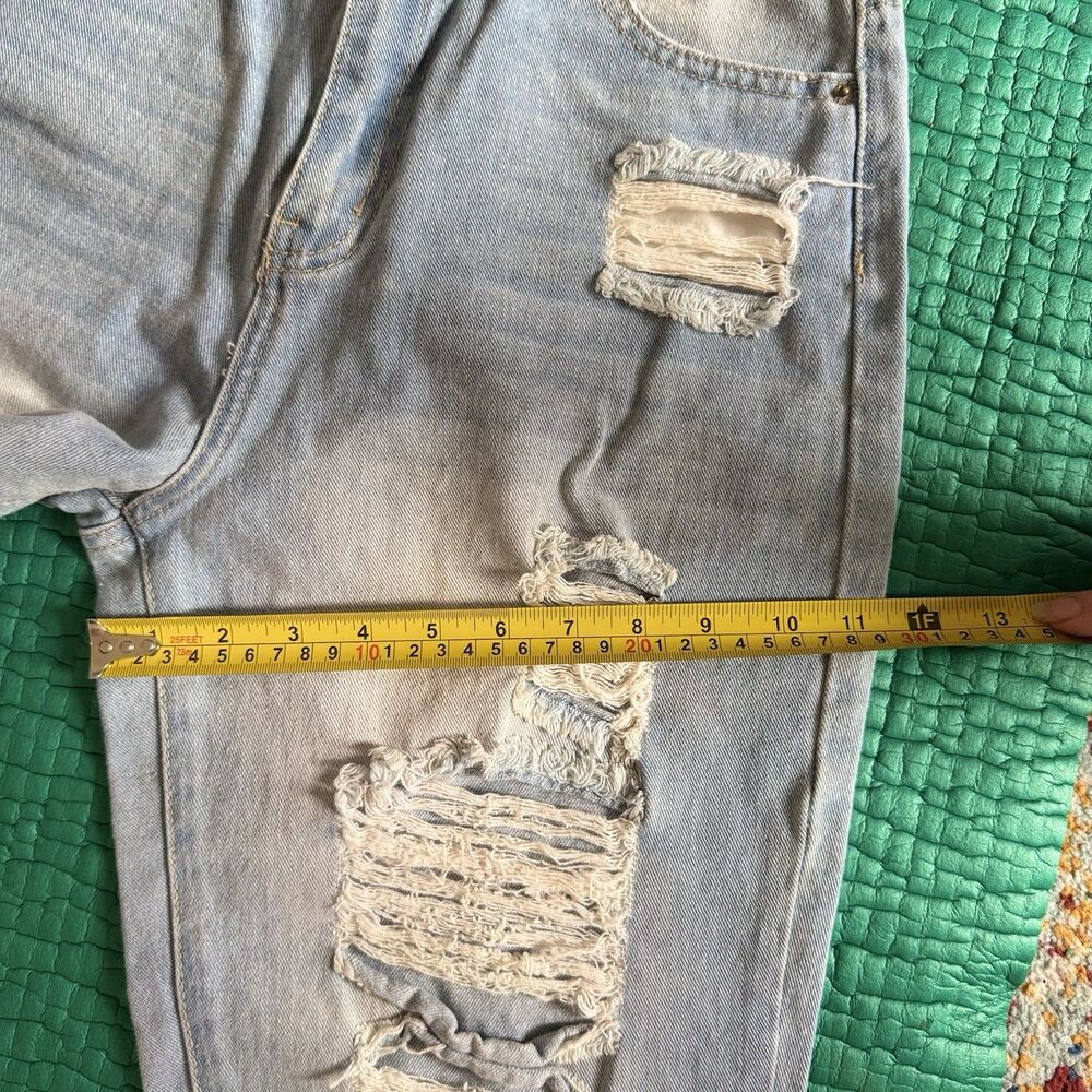 Y2K Elite Jeans Distressed Denim Jeans Raw Hem Pants Light Blue Wash Womens Sz 9 - Picture 7 of 16